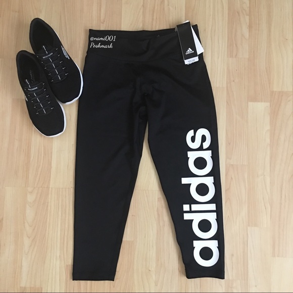 adidas Pants - Black Adidas Logo Mid-Calf Spandex Pants NWT